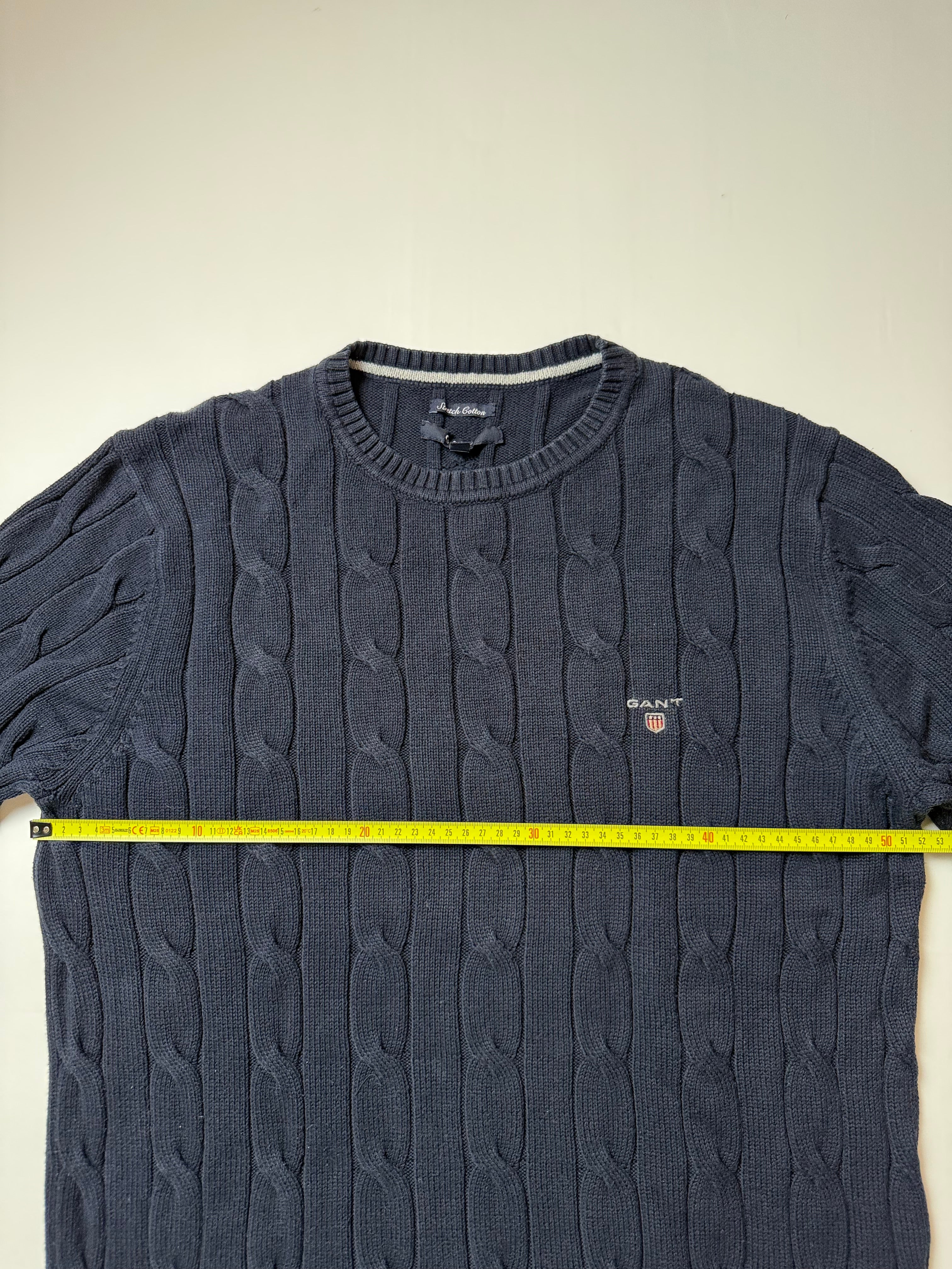 Gant Navy Blue Cable Knit Sweater (XL) *Használt - Kiváló