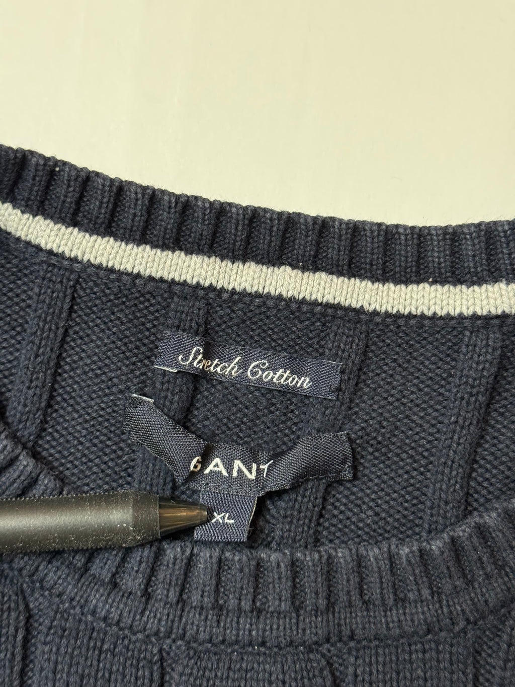 Gant Navy Blue Cable Knit Sweater (XL) *Használt - Kiváló