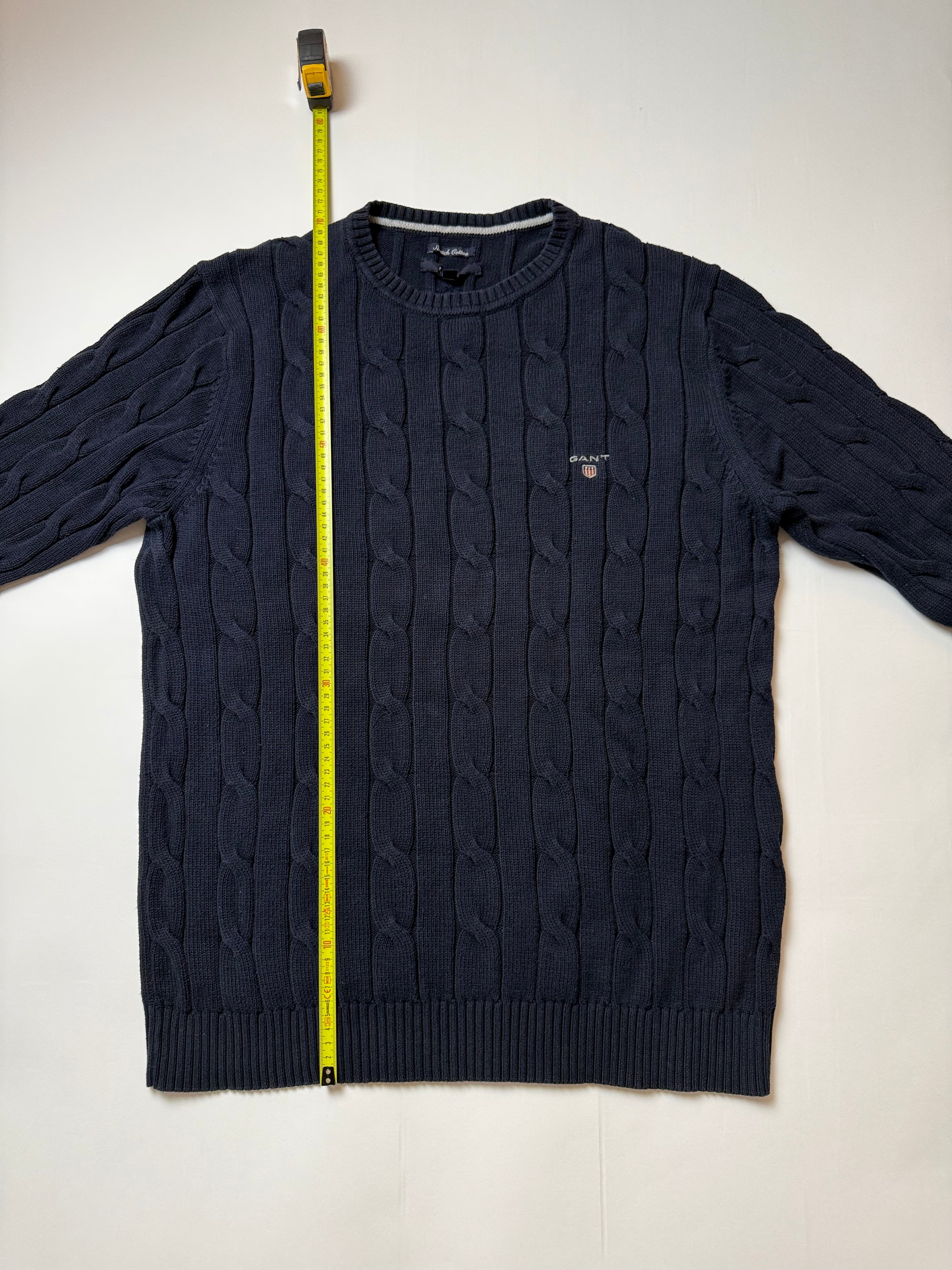 Gant Navy Blue Cable Knit Sweater (XL) *Használt - Kiváló