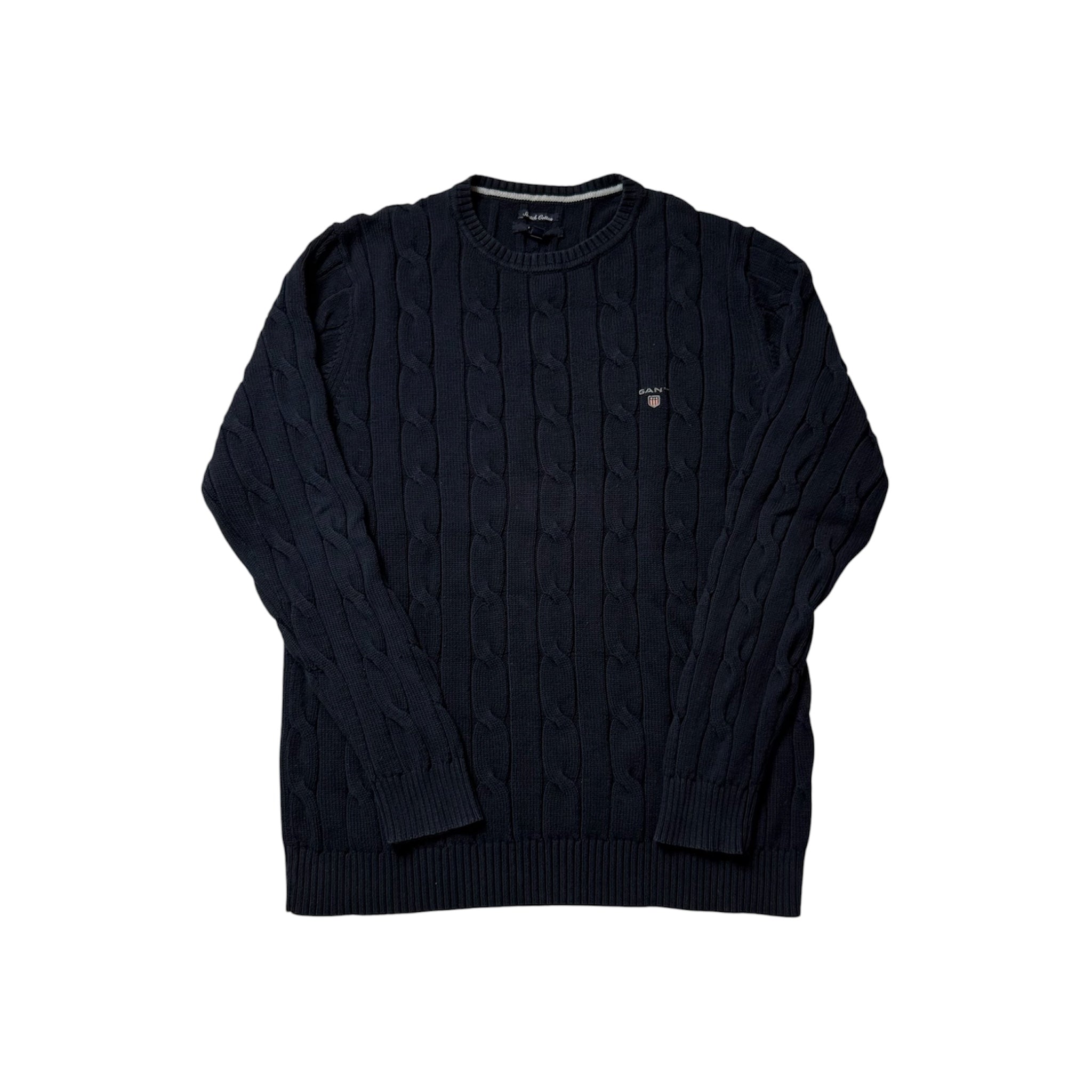 Gant Navy Blue Cable Knit Sweater (XL) *Használt - Kiváló