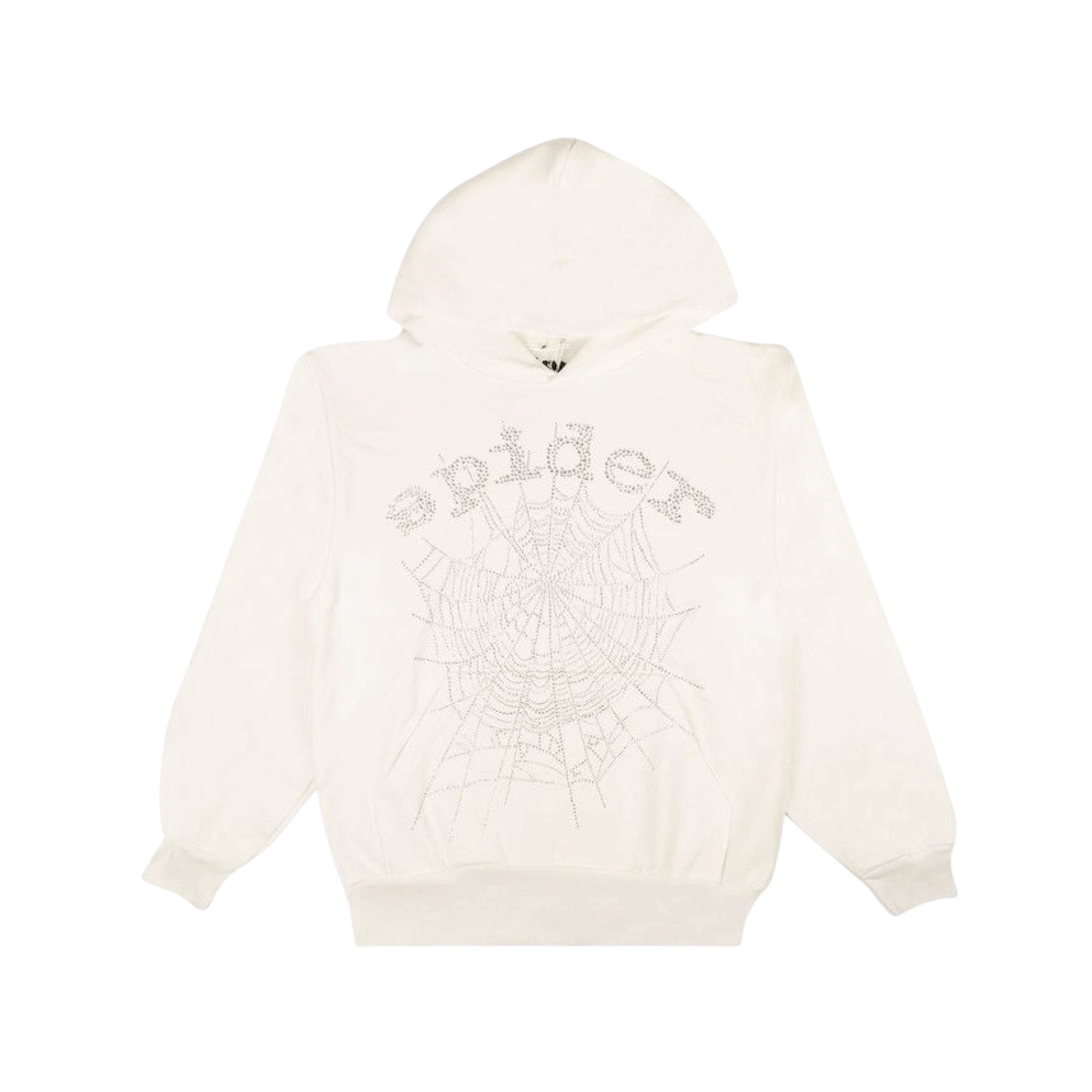 Sp5der Rhinestone White Hoodie